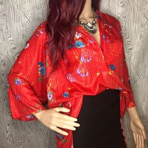 👚 Vintage Floral V-neck Tunic